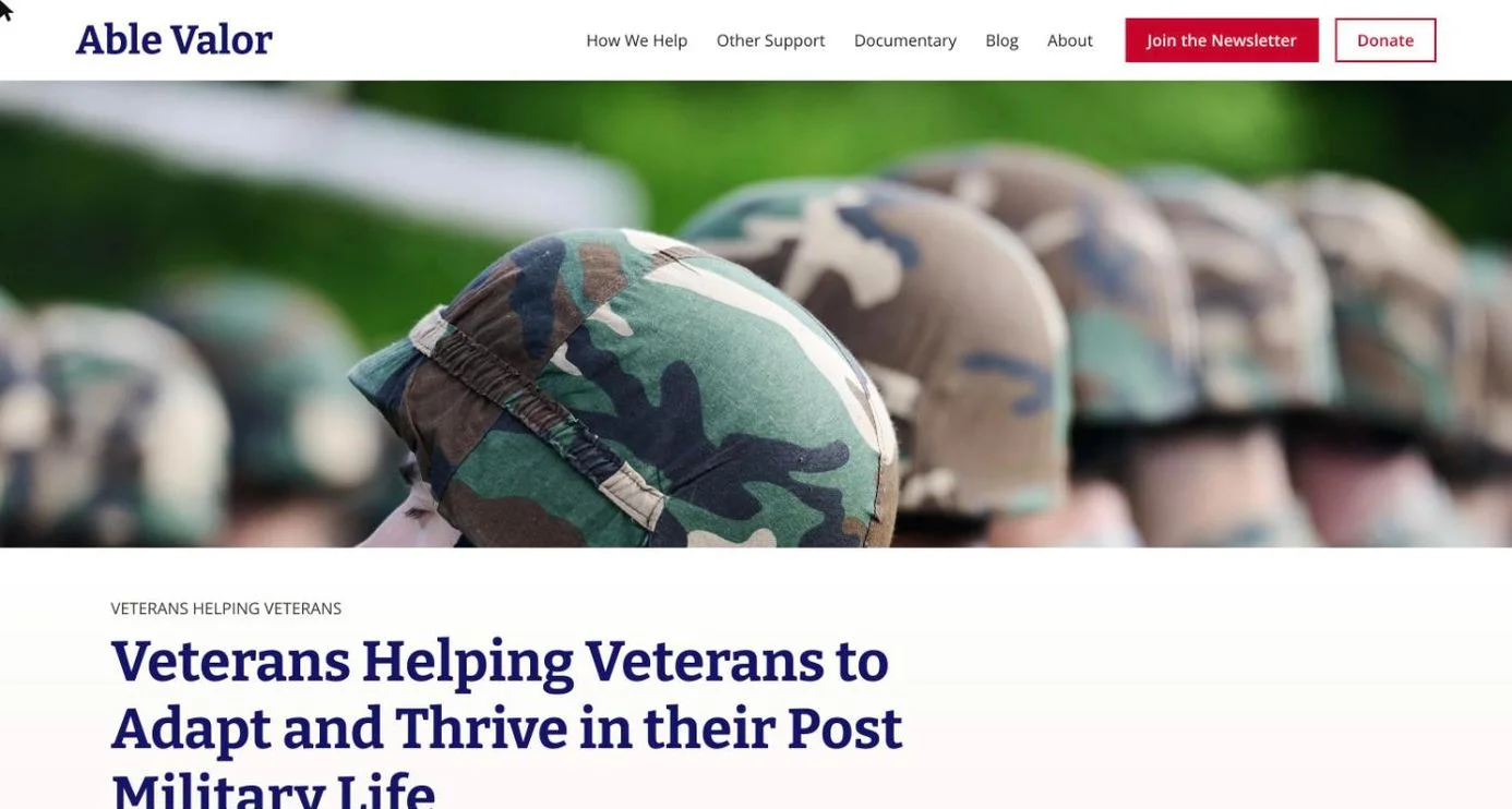 Able Valor™ — homepage of the veteran nonprofit site
