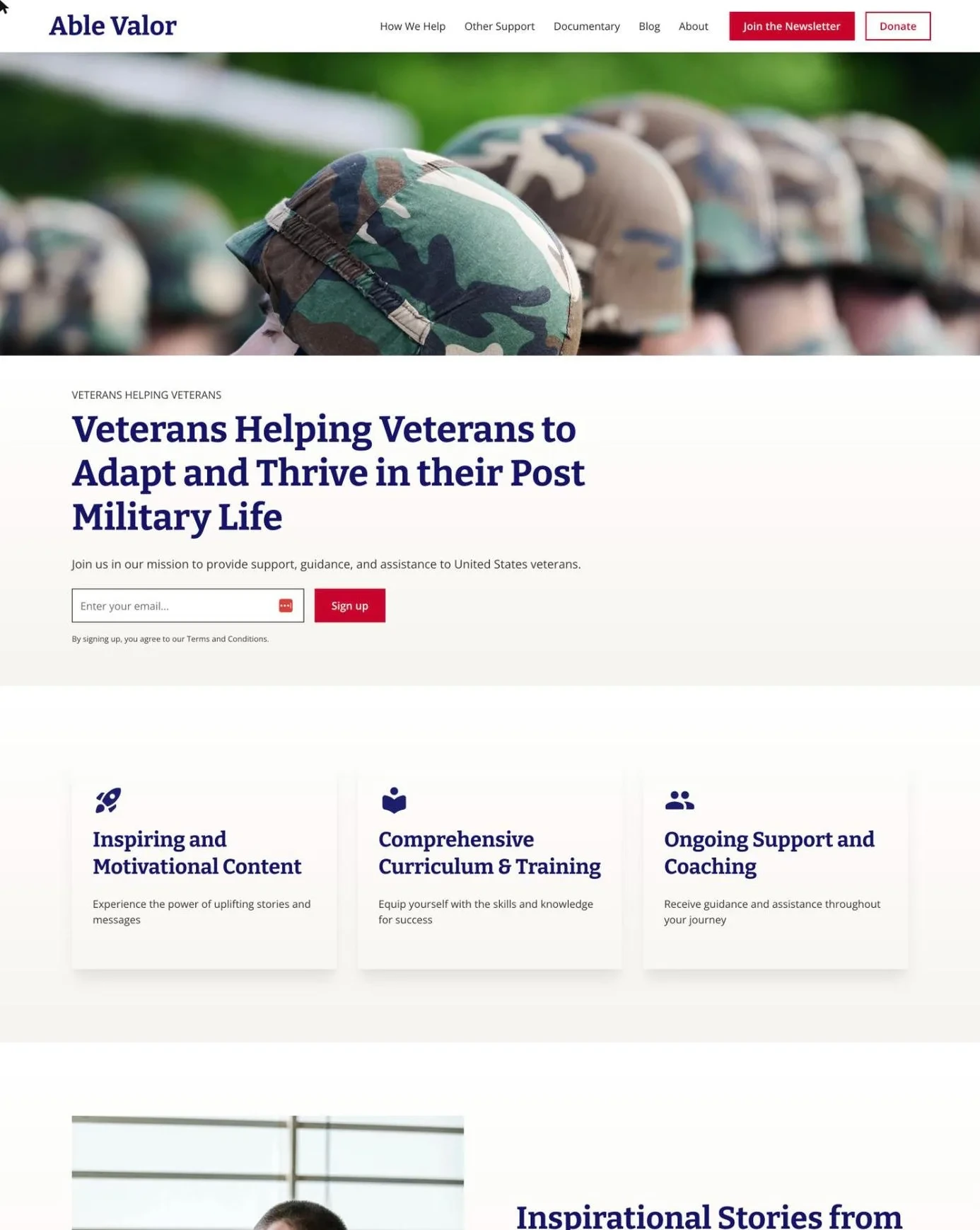 Able Valor™ — homepage of the veteran nonprofit site