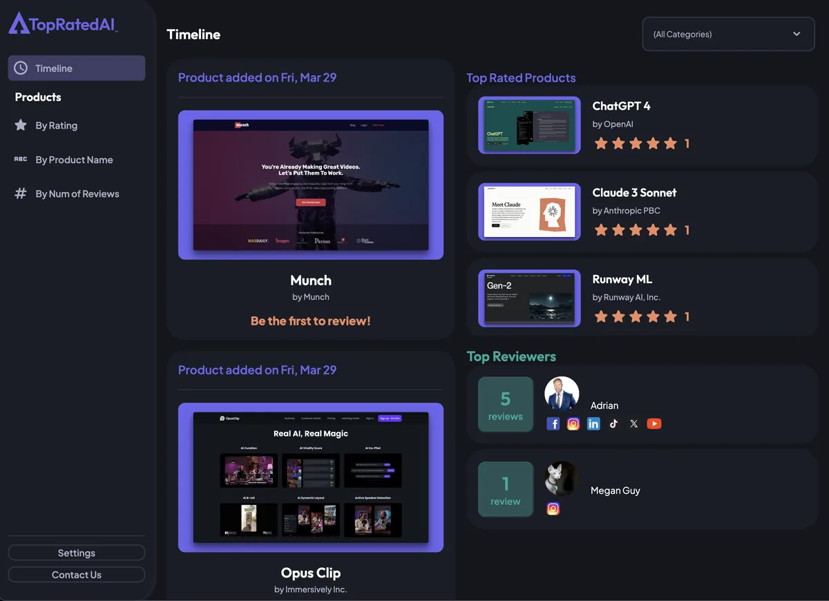 TopRatedAI™ — application screenshot